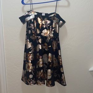 Black golden floral dress